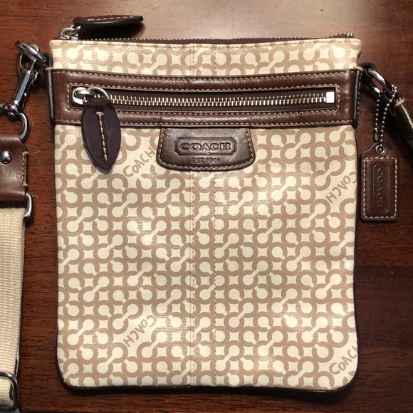 Coach Tan and Brown Signature Crossbody Bag - Picture 1 of 8